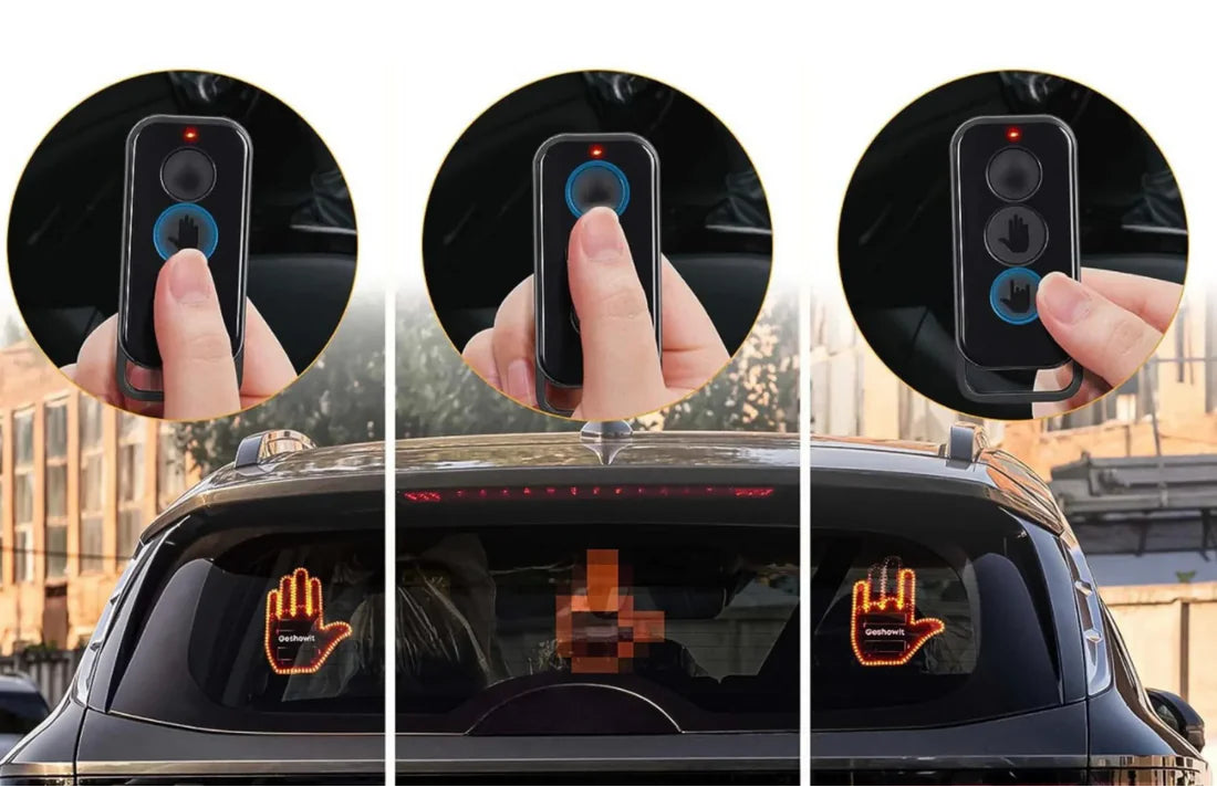BackHand mounted on rear window with all three gestures